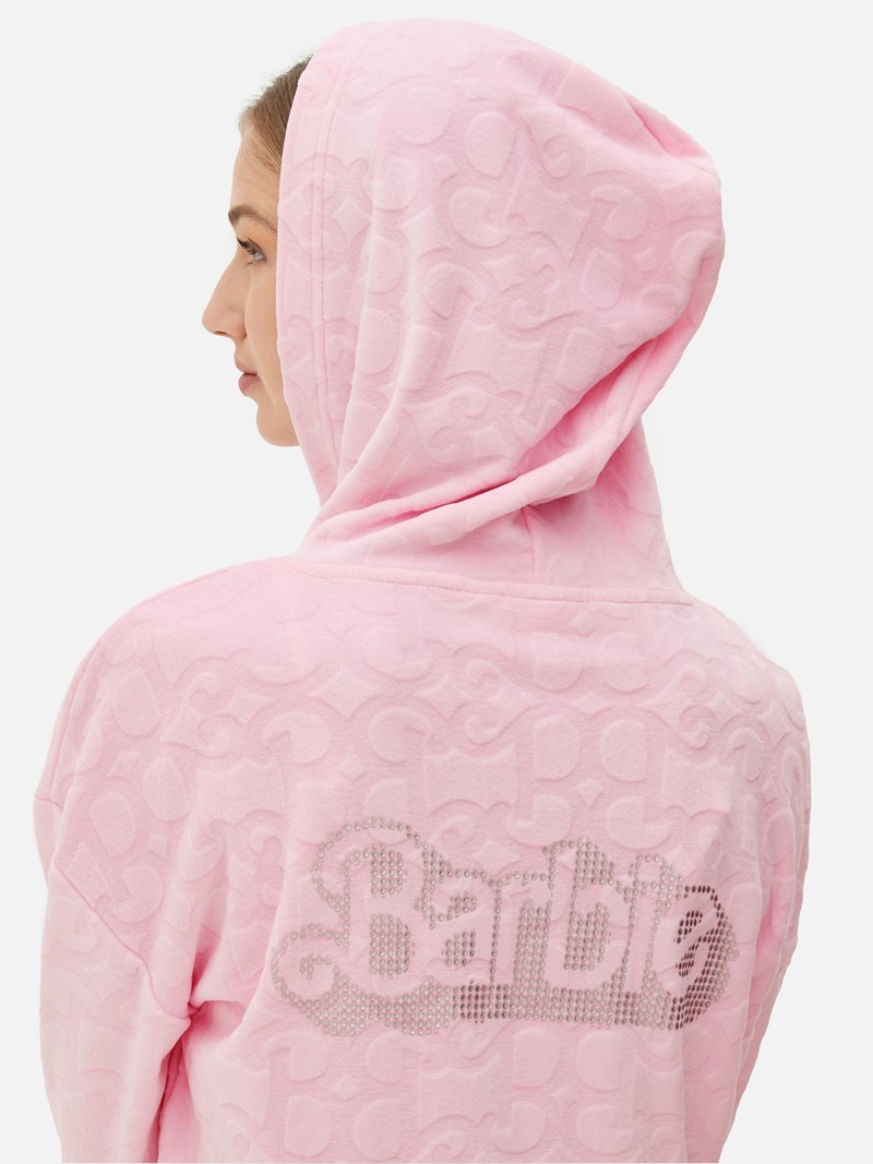 Ropa De Dormir Primark Women's Barbie The Movie Velour Zip Hoodie Mujer Rosas | 5694ZOQFR