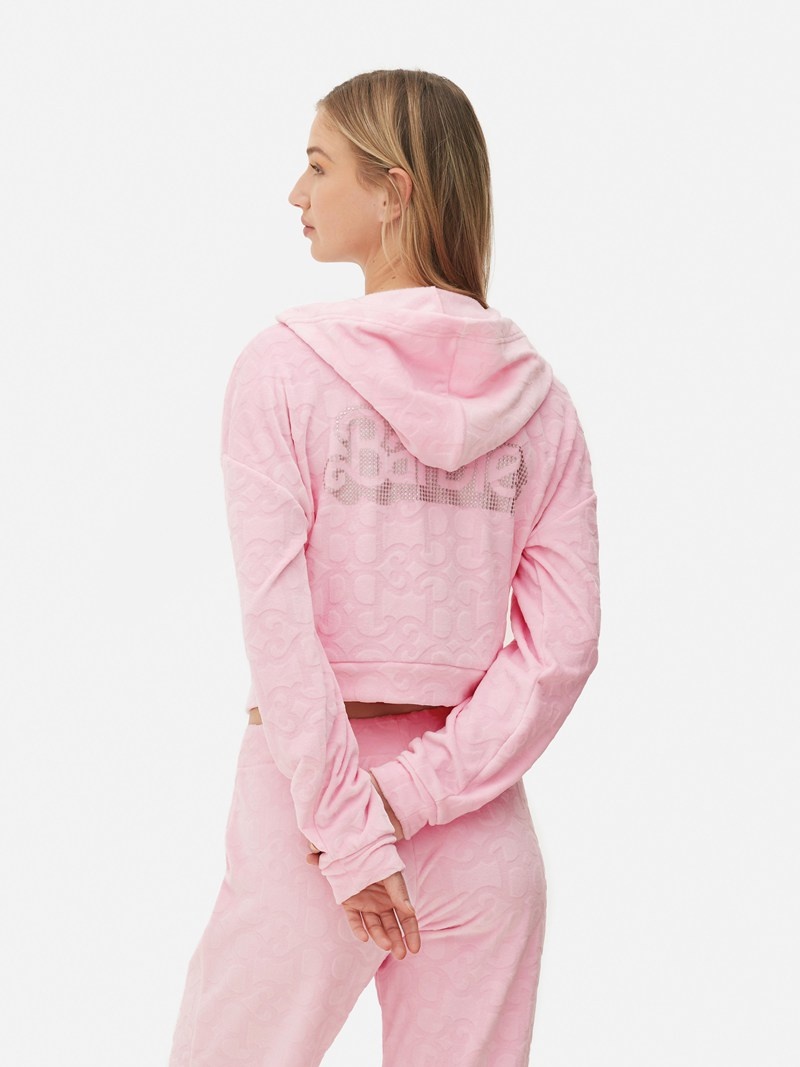 Ropa De Dormir Primark Women's Barbie The Movie Velour Zip Hoodie Mujer Rosas | 5694ZOQFR