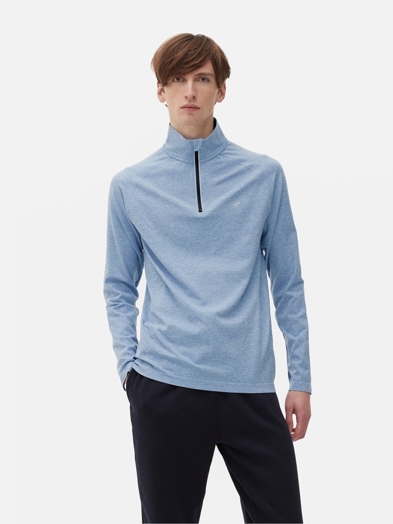 Ropa Deportiva Primark Performance Quarter Zip Pista Hombre Azules | 8412VDBOF