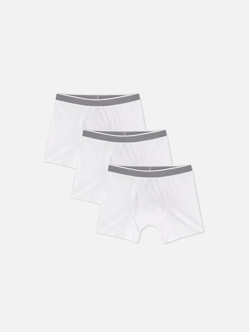 Ropa Interior Primark 3Pack A Rayas Waistband Boxers Hombre Blancas | 3596RUGDJ