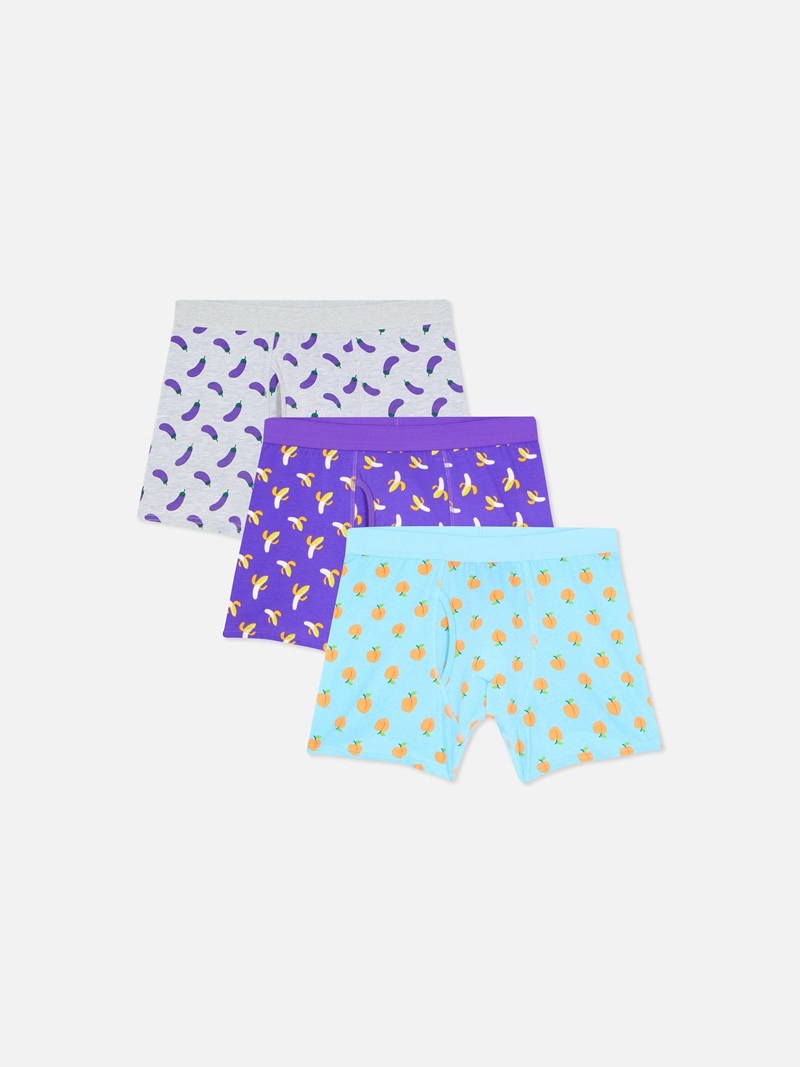 Ropa Interior Primark 3Pack Comida Print Boxer Briefs Hombre Moradas | 9508SUDEC