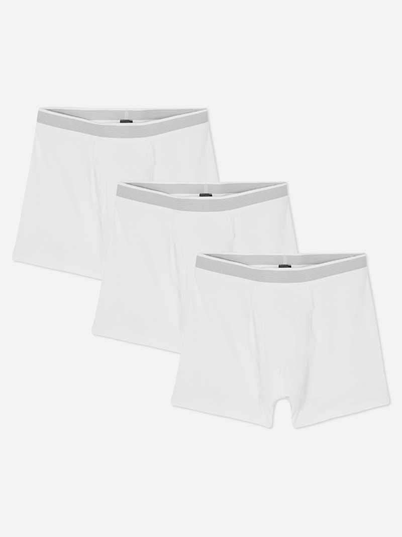 Ropa Interior Primark 3Pack Essential Boxer Briefs Hombre Blancas | 7946KEYIN