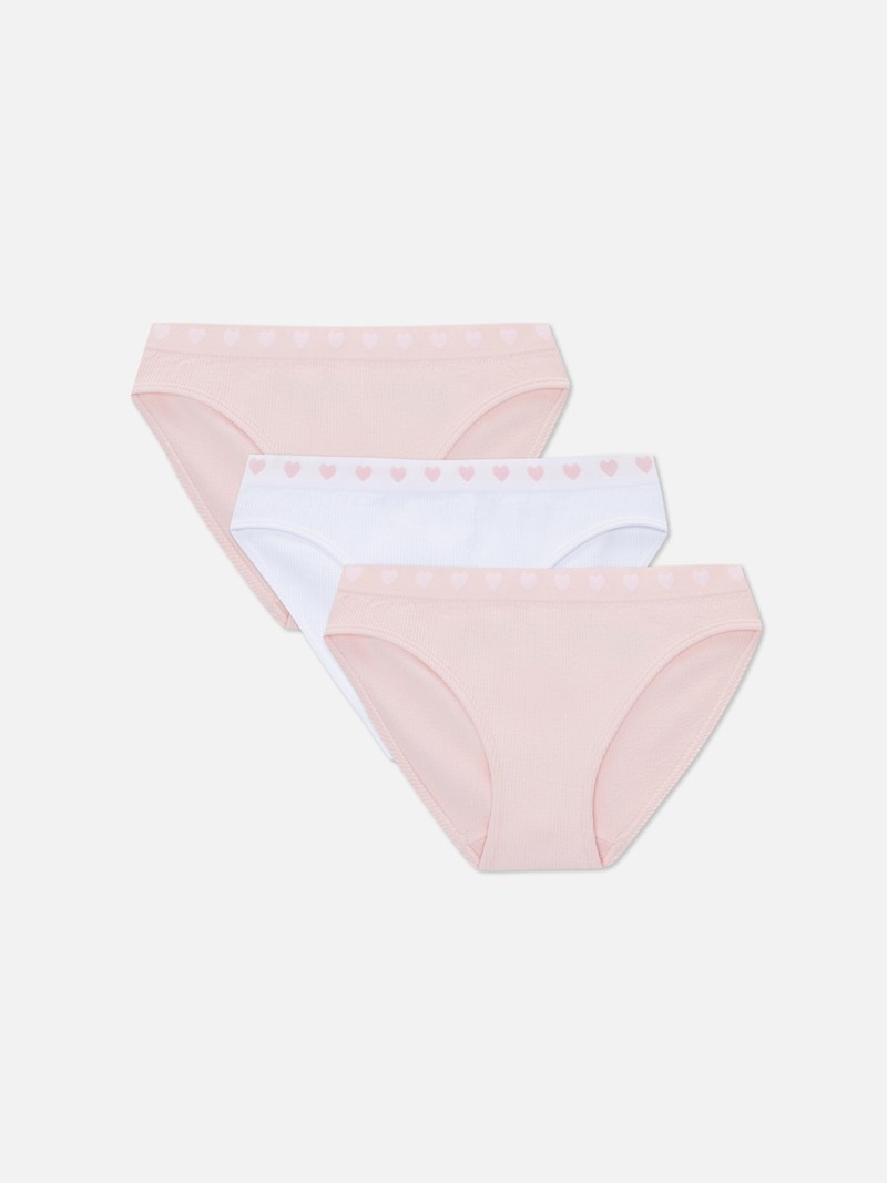 Ropa Interior Primark 3Pack Seamfree Heart Elastic Briefs Niños Rosas | 2184CAVUO