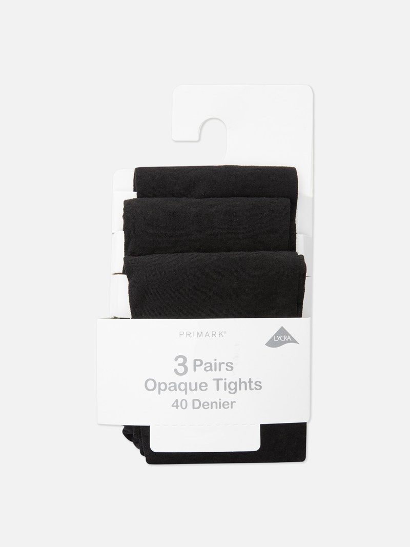 Ropa Interior Primark 3Pack of 40 Denier Opaque Tights Niños Negras | 1643XRJCK