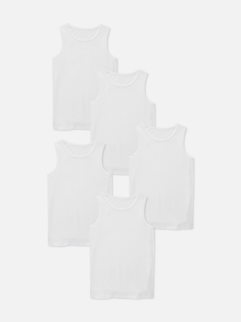 Ropa Interior Primark 5Pack Essential Base Tanks Niños Blancas | 9524QRKZJ