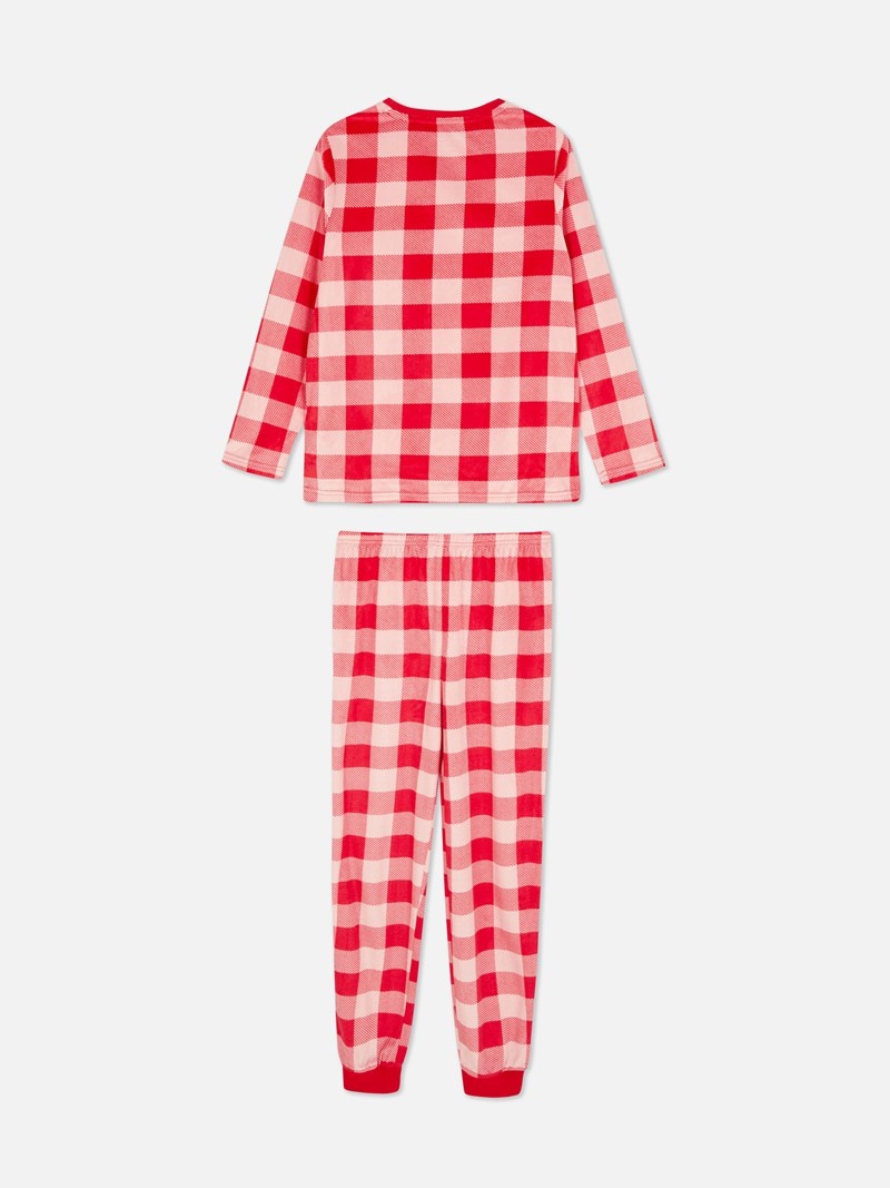 Ropa Interior Primark Checked Velour Pajamas Niños Rosas | 7340CUSPG