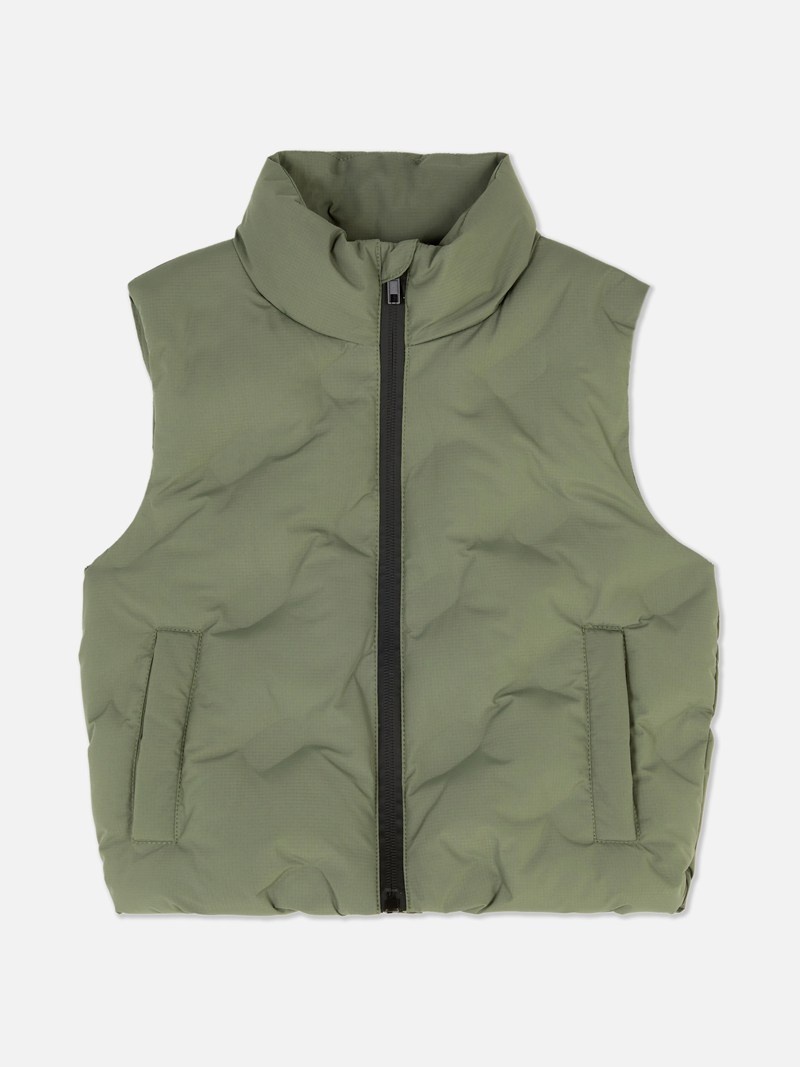 Ropa Primark Acolchado Zip Vest Niños Verde Oliva | 9405ZNFVG