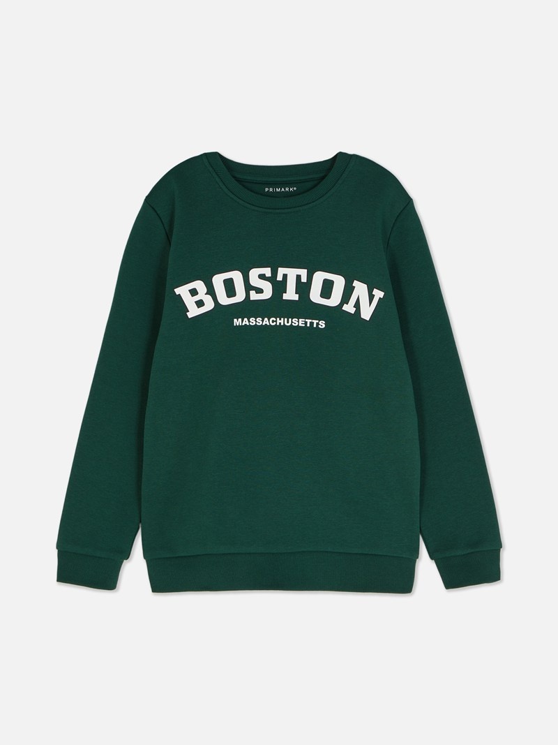 Ropa Primark Boston Print Sweat Niños Verde | 7618WOMNZ