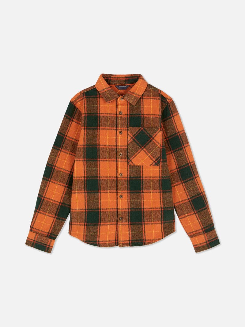 Ropa Primark Check Long Sleeve Over Niños Naranjas | 0937NXSYL