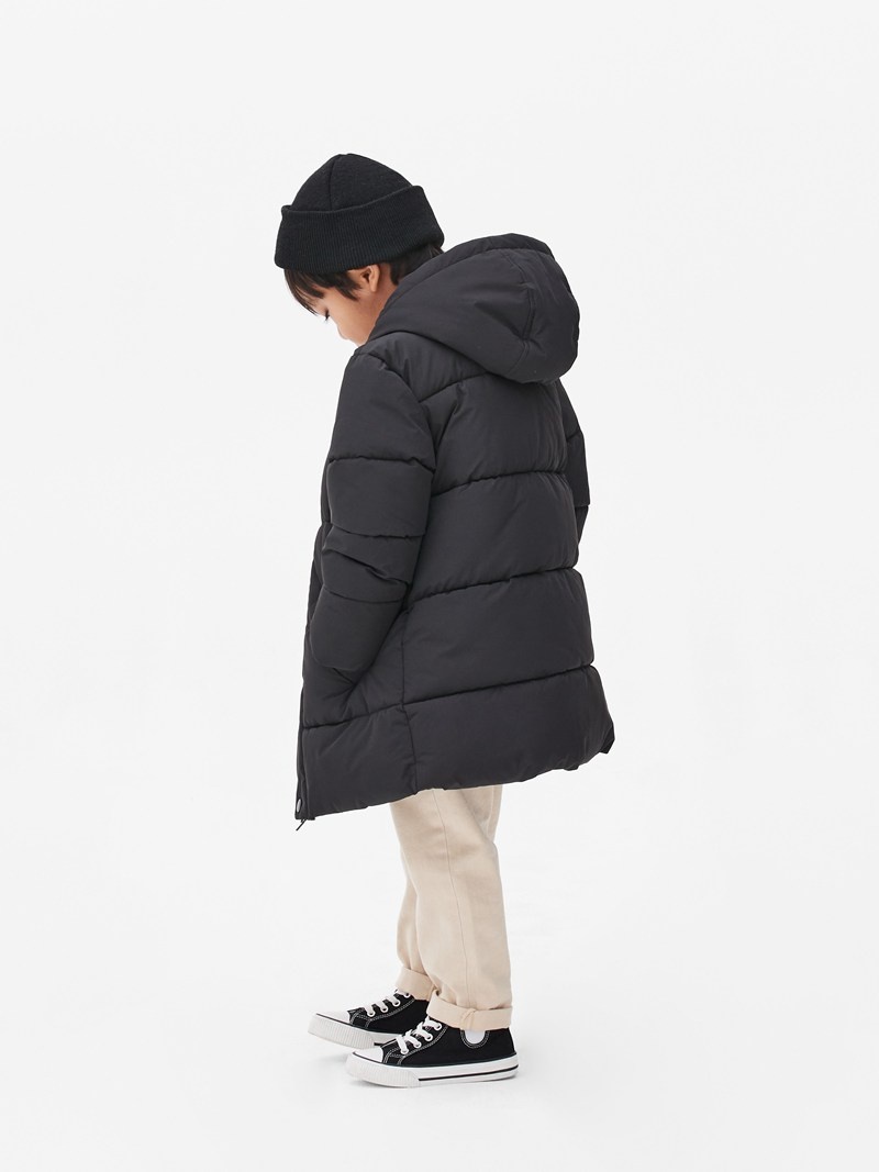 Ropa Primark Encapuchado Puffer Jacket Niños Negras | 6310MBTJU