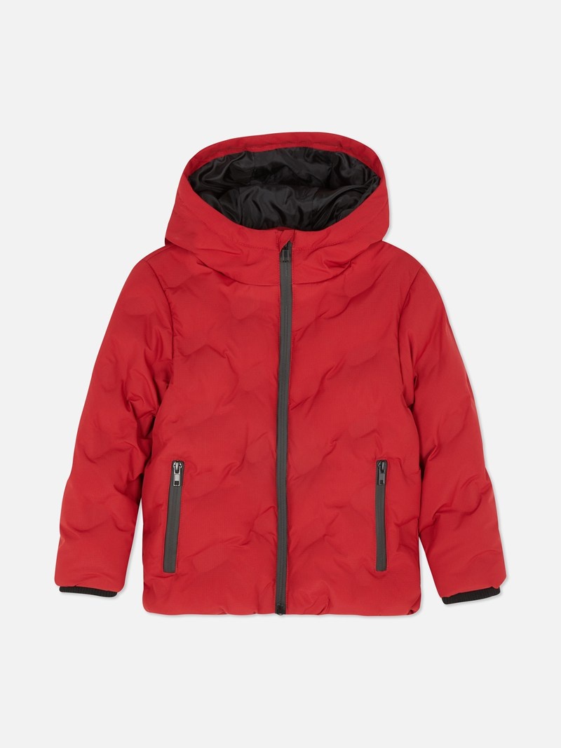 Ropa Primark Encapuchado Puffer Jacket Niños Rojas | 6380HTOQW