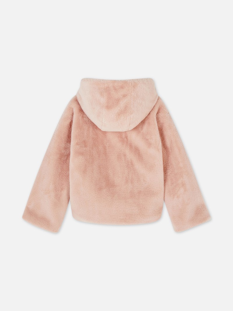 Ropa Primark Faux Fur Encapuchado Jacket Niños Rosas | 2465LZAGK