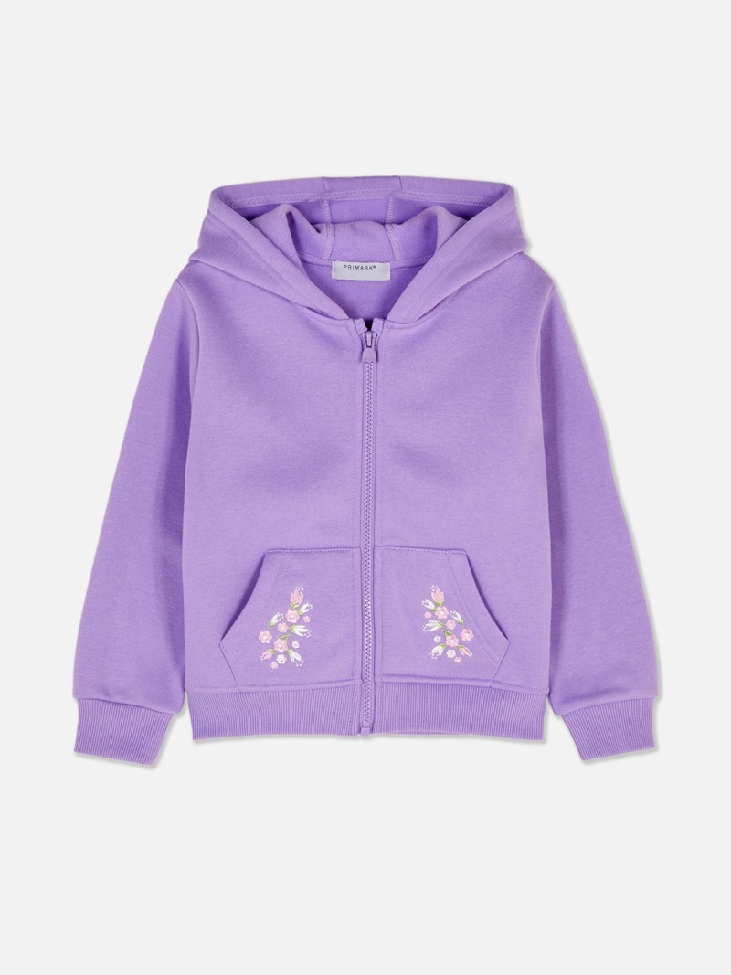 Ropa Primark Flower Embroidered Zip Hoodie Niños Moradas | 6825MRSQW