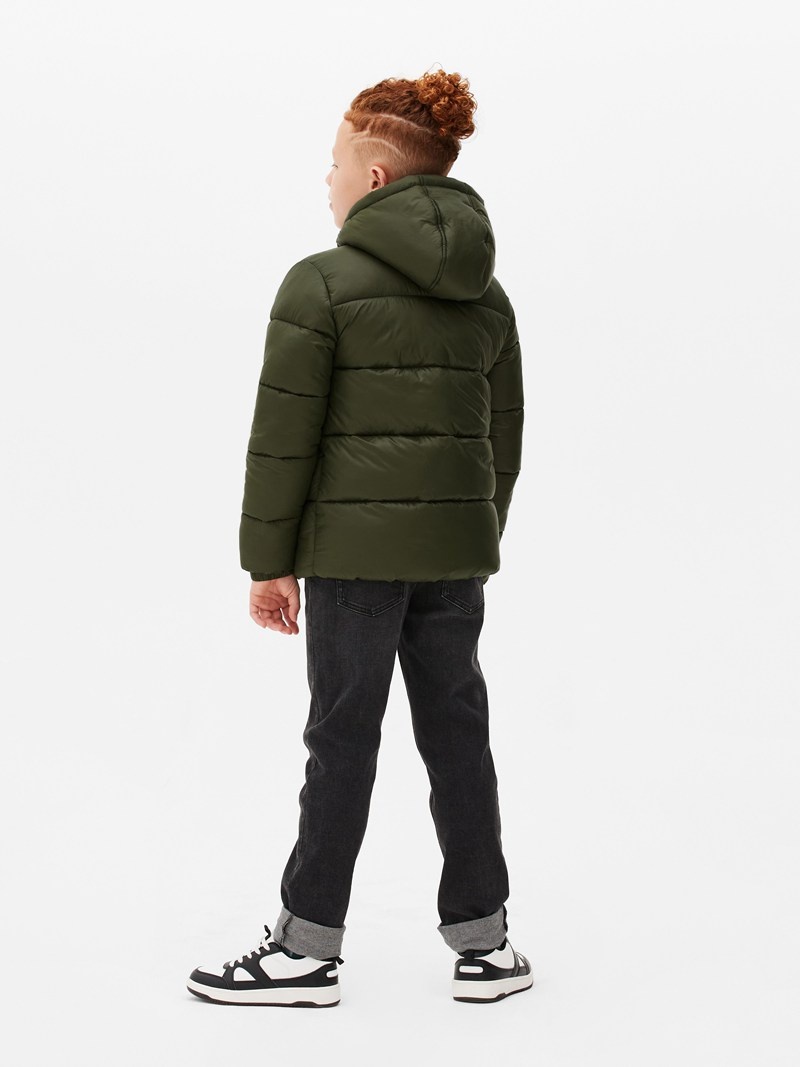 Ropa Primark Funnel Neck Puffer Jacket Niños Verde Oliva | 3952RVJBI