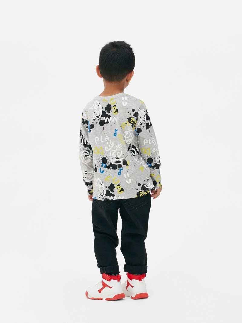 Ropa Primark Long Sleeve Dinosaur Print Niños Gris | 9401IWMLA