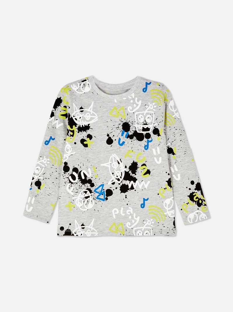 Ropa Primark Long Sleeve Dinosaur Print Niños Gris | 9401IWMLA