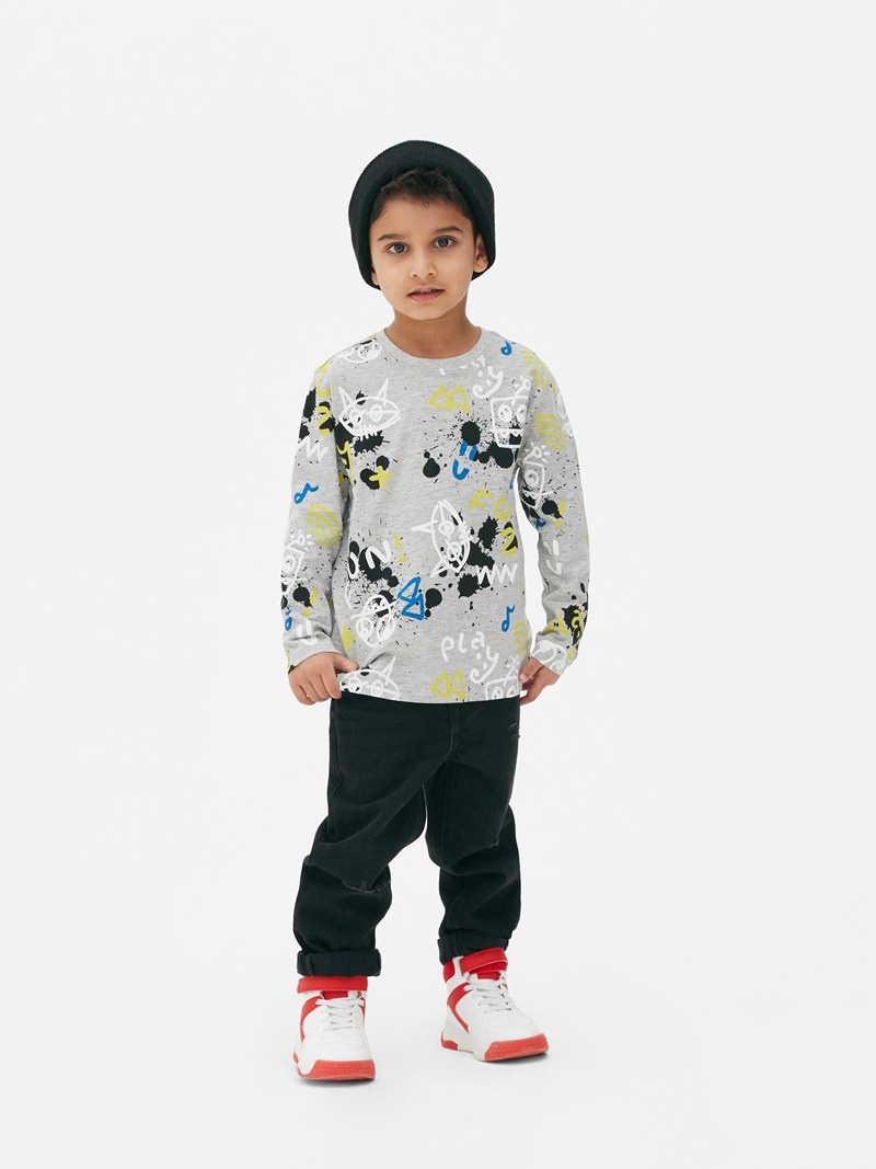 Ropa Primark Long Sleeve Dinosaur Print Niños Gris | 9401IWMLA