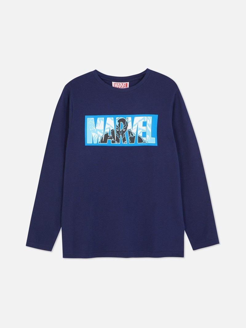 Ropa Primark Marvel Black her Logo Print Niños Azul Marino | 6213MXVTI