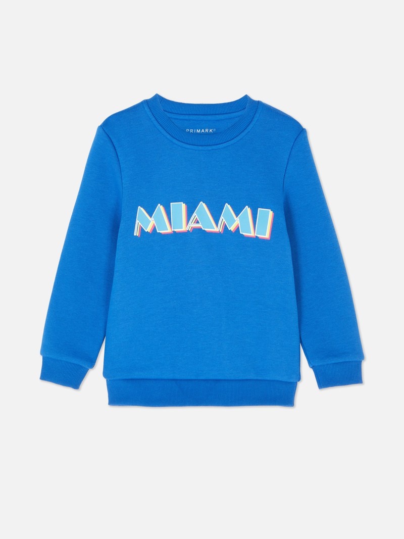 Ropa Primark Miami Print Sweat Niños Azules | 0359FVJMW