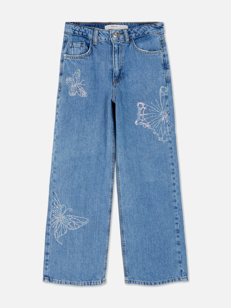 Ropa Primark Rhinestone Butterfly Anchos Leg Niños Azules | 0126ZFJUW