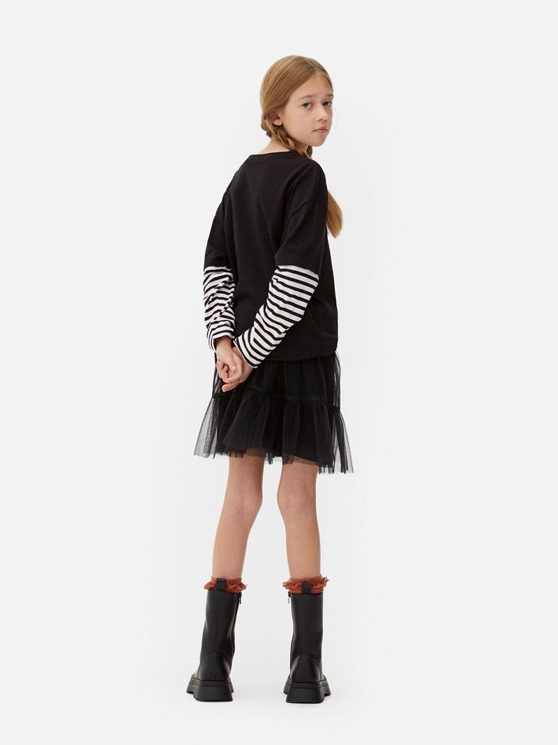 Ropa Primark Wednesday Addams Layered Long Sleeve Niños Negras | 1508IRTMY