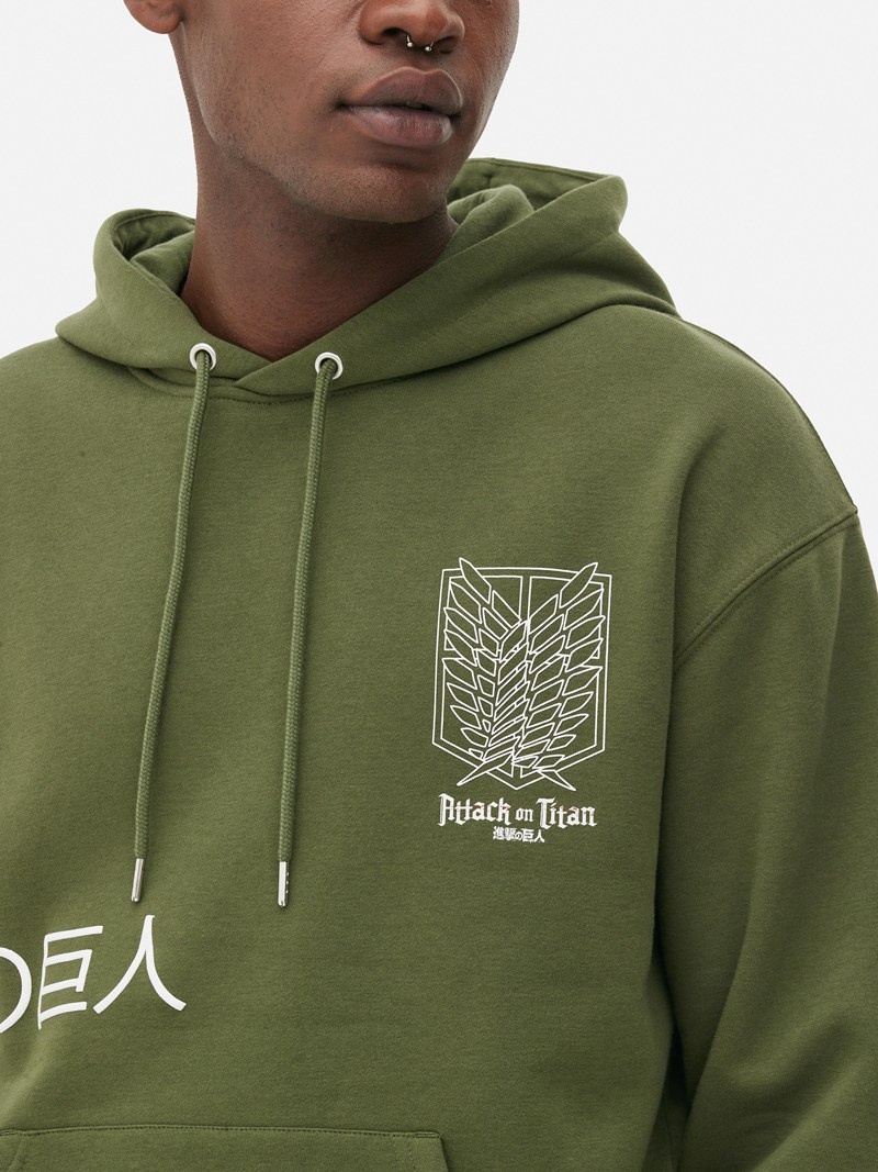 Sudaderas Primark Attack On Titan Colossal Titan Hoodie Hombre Verde | 2539VLAOM