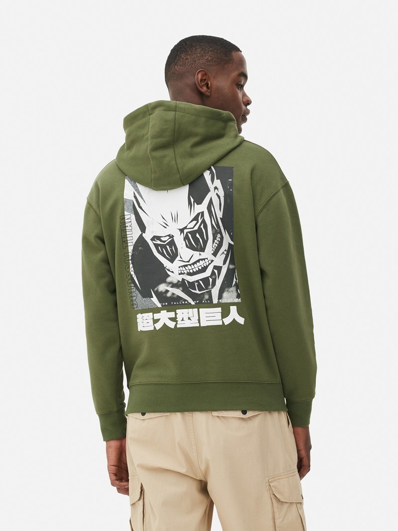 Sudaderas Primark Attack On Titan Colossal Titan Hoodie Hombre Verde | 2539VLAOM