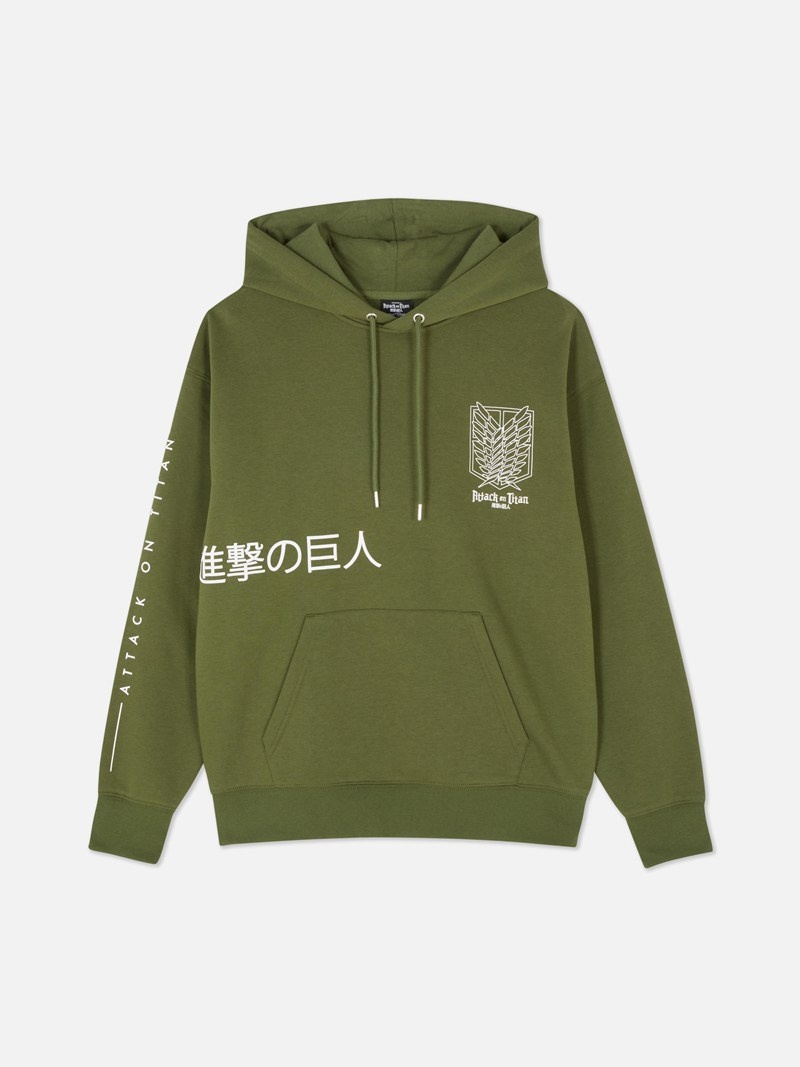 Sudaderas Primark Attack On Titan Colossal Titan Hoodie Hombre Verde | 2539VLAOM