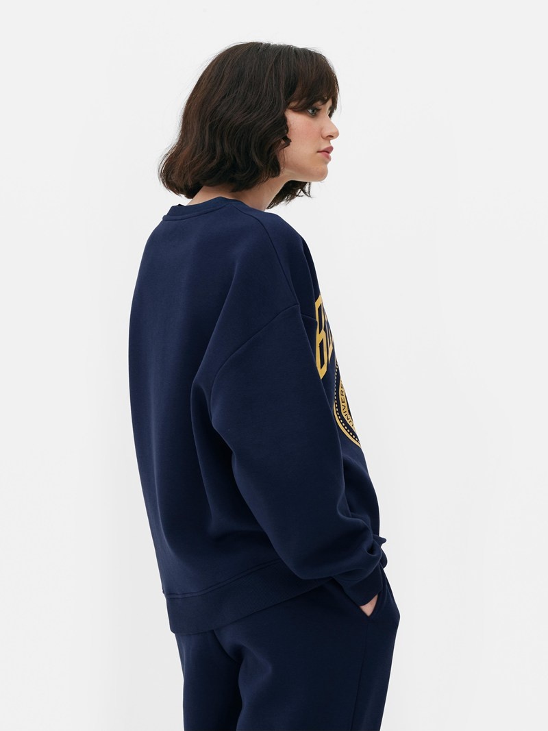 Sudaderas Primark Berkeley Varsity Sweat Mujer Azul Marino | 6385QXCVF