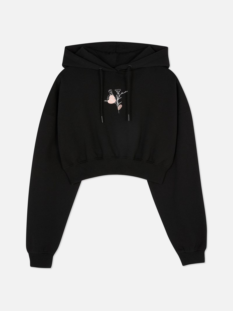 Sudaderas Primark Cropped Drawstring Hoodie Mujer Negras | 9620LOTNS