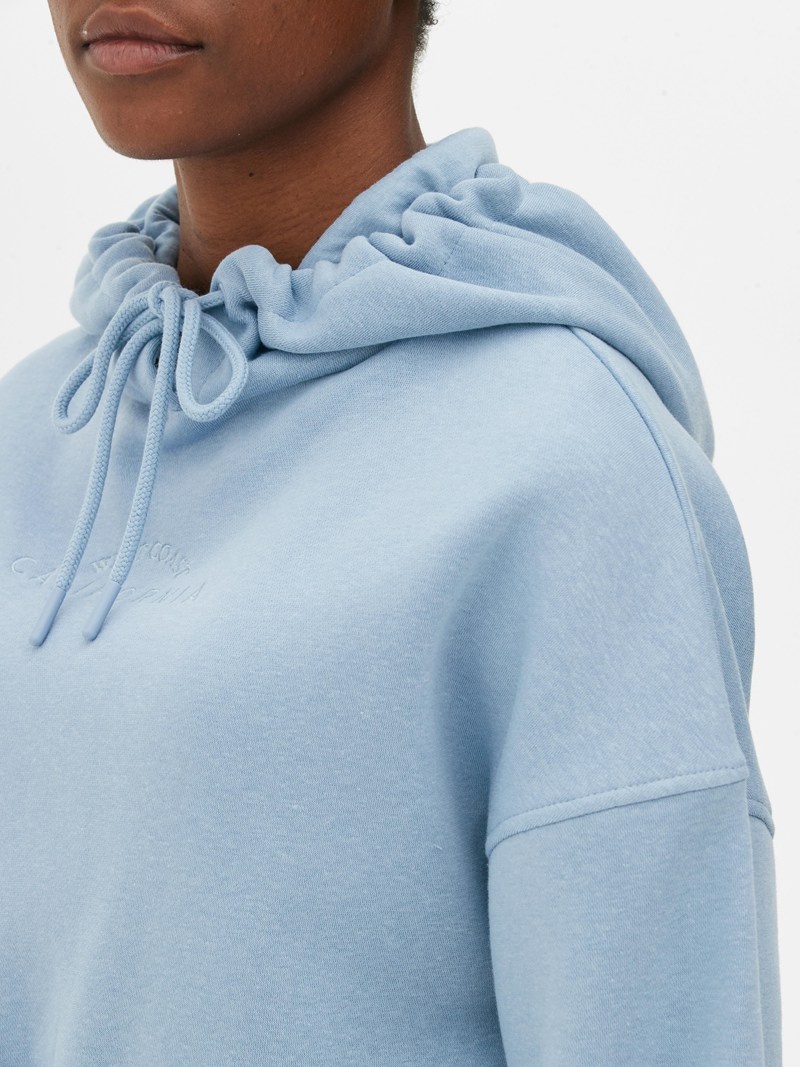 Sudaderas Primark Cropped Drawstring Hoodie Mujer Azules | 3507MRZYQ