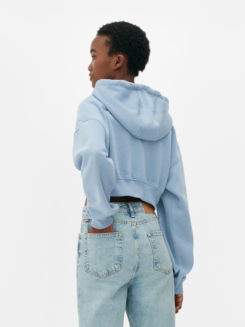 Sudaderas Primark Cropped Drawstring Hoodie Mujer Azules | 3507MRZYQ