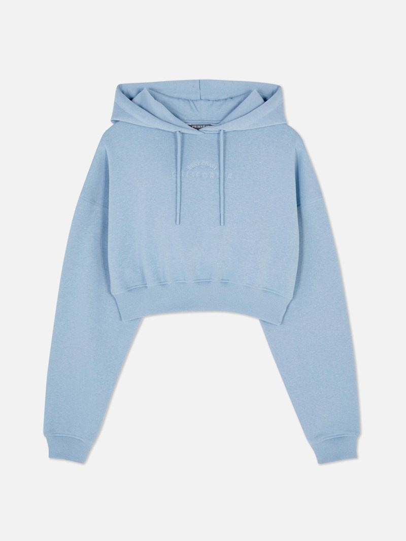 Sudaderas Primark Cropped Drawstring Hoodie Mujer Azules | 3507MRZYQ