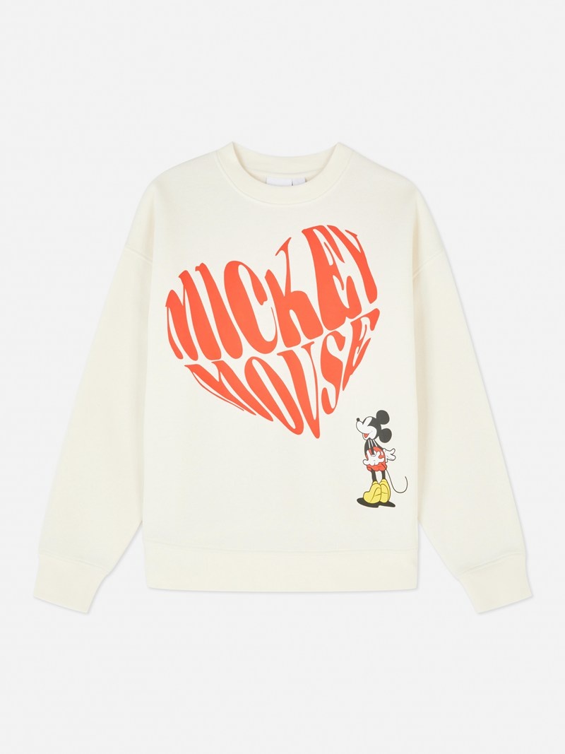 Sudaderas Primark Disney’s Mickey Mouse Love Heart Sweat Mujer Blancas | 6278KOETW