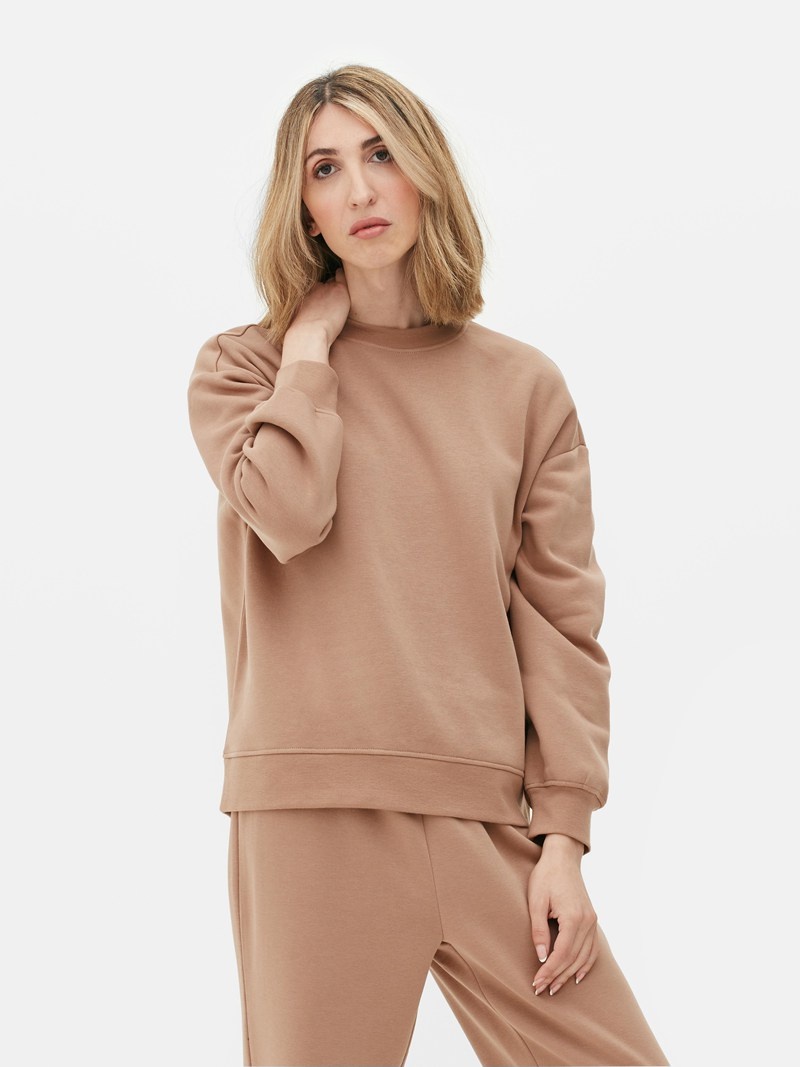 Sudaderas Primark Essential Crew Neck Sweat Mujer Beige | 7284ZWQIJ