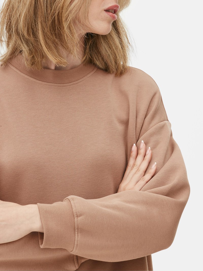 Sudaderas Primark Essential Crew Neck Sweat Mujer Beige | 7284ZWQIJ