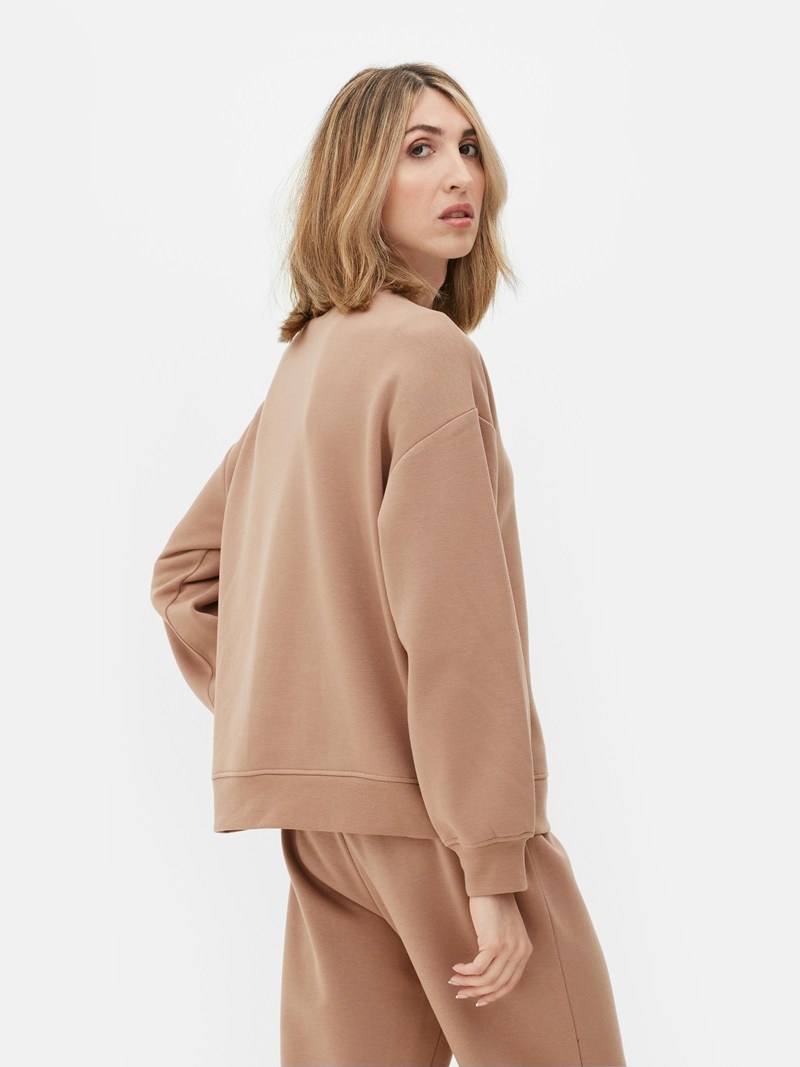 Sudaderas Primark Essential Crew Neck Sweat Mujer Beige | 7284ZWQIJ