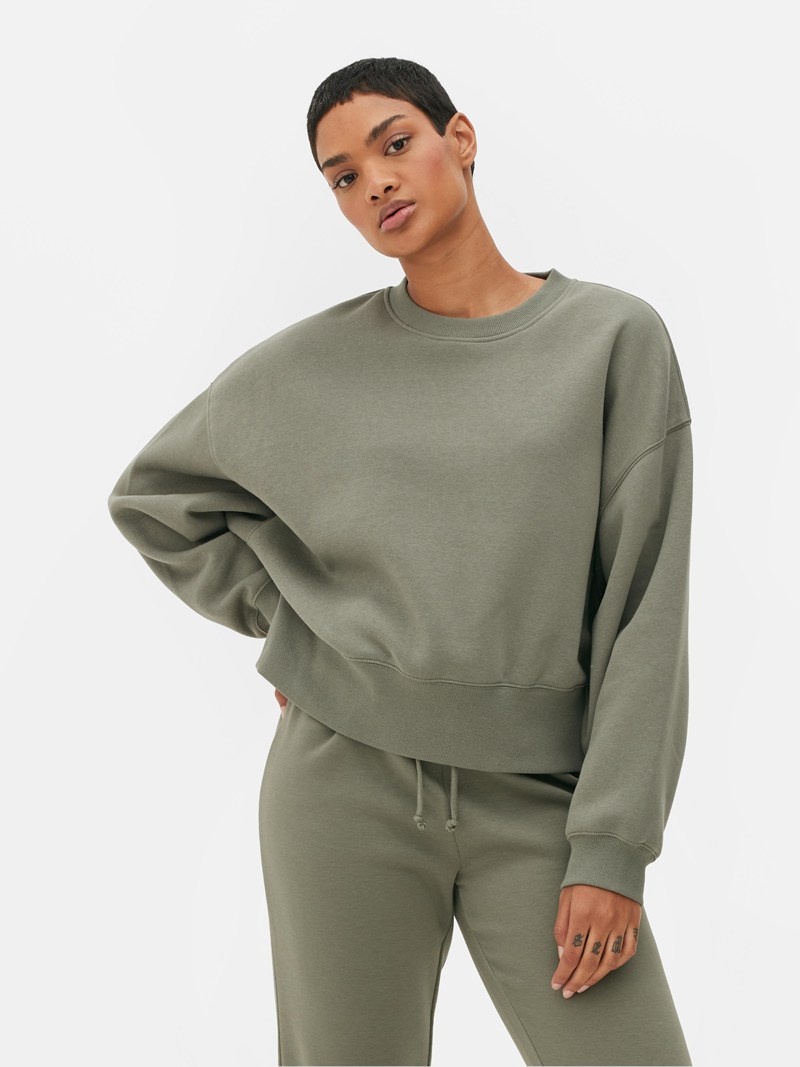 Sudaderas Primark Essential Crew Neck Sweat Mujer Verde Oliva | 2675WABKE