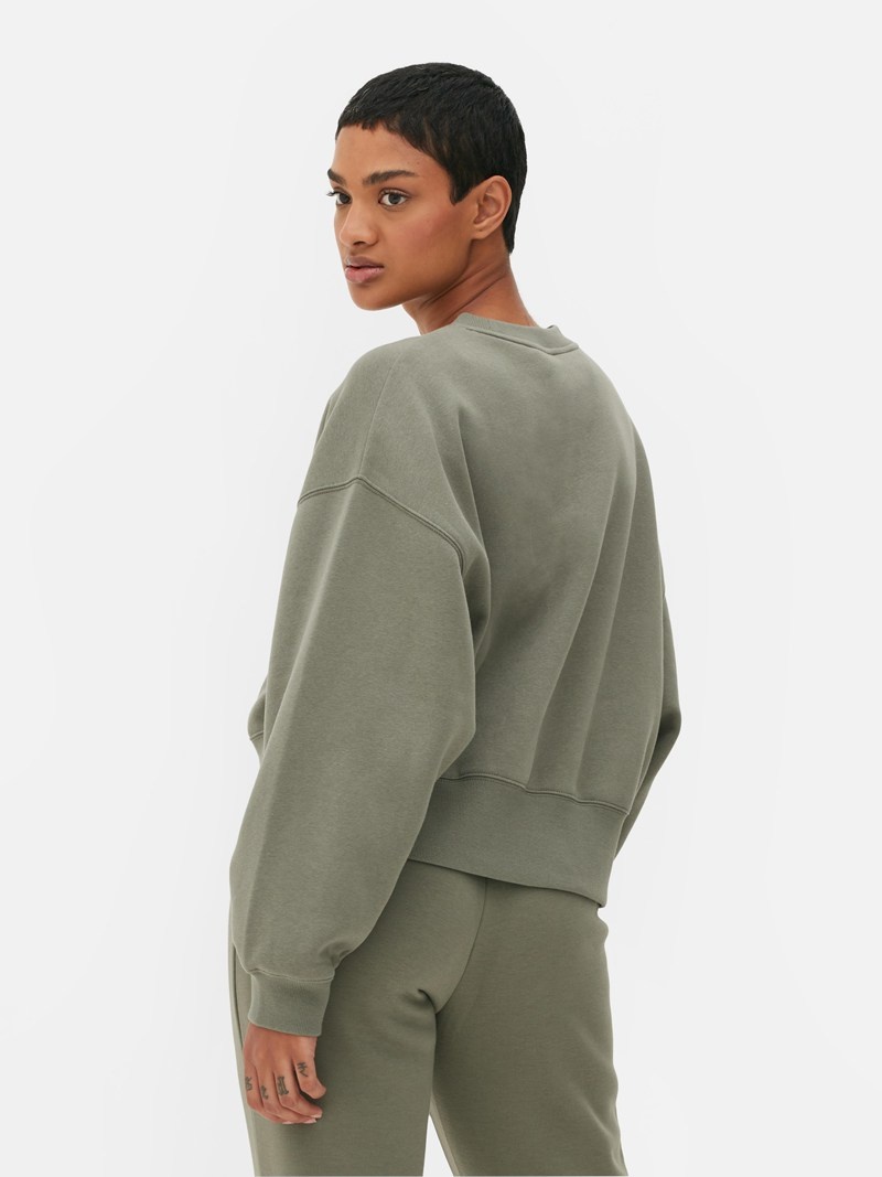 Sudaderas Primark Essential Crew Neck Sweat Mujer Verde Oliva | 2675WABKE