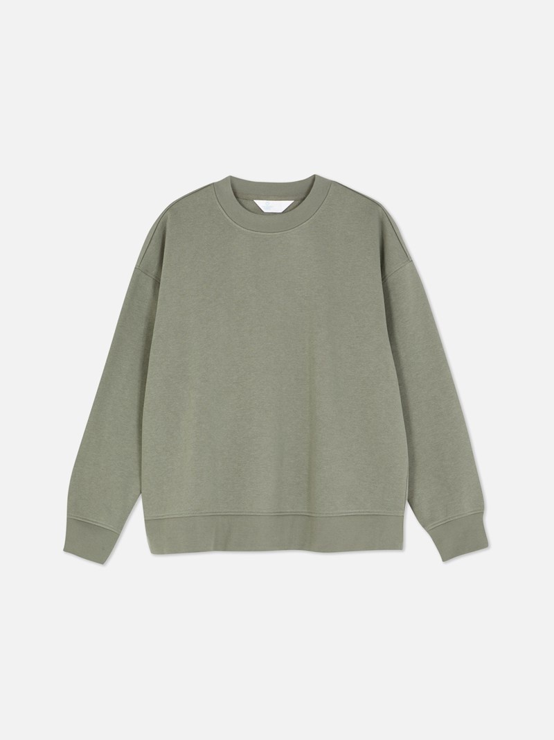 Sudaderas Primark Essential Crew Neck Sweat Mujer Verde Oliva | 2675WABKE