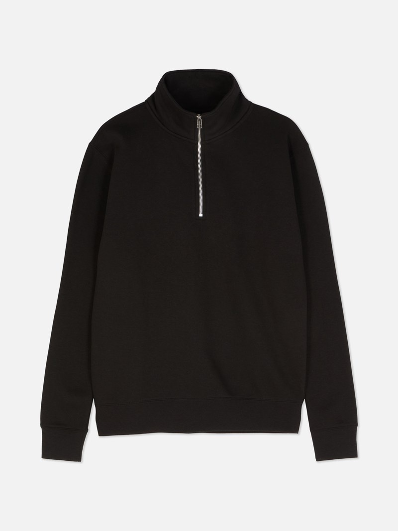 Sudaderas Primark Essential Quarter Zip Sweat Hombre Negras | 5471SUNRH