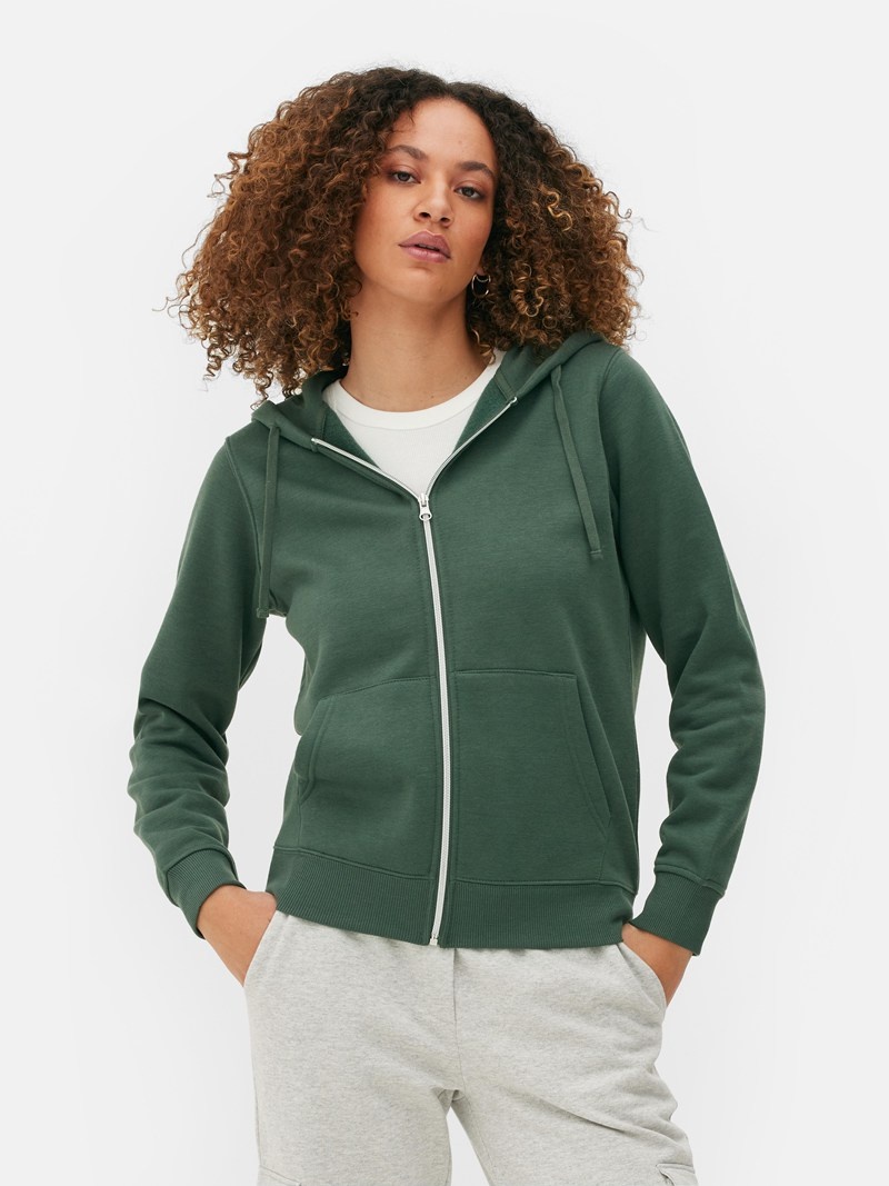 Sudaderas Primark Essential ZipThrough Hoodie Mujer Verde Oscuro | 4192WEMYI