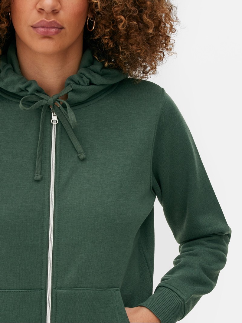 Sudaderas Primark Essential ZipThrough Hoodie Mujer Verde Oscuro | 4192WEMYI