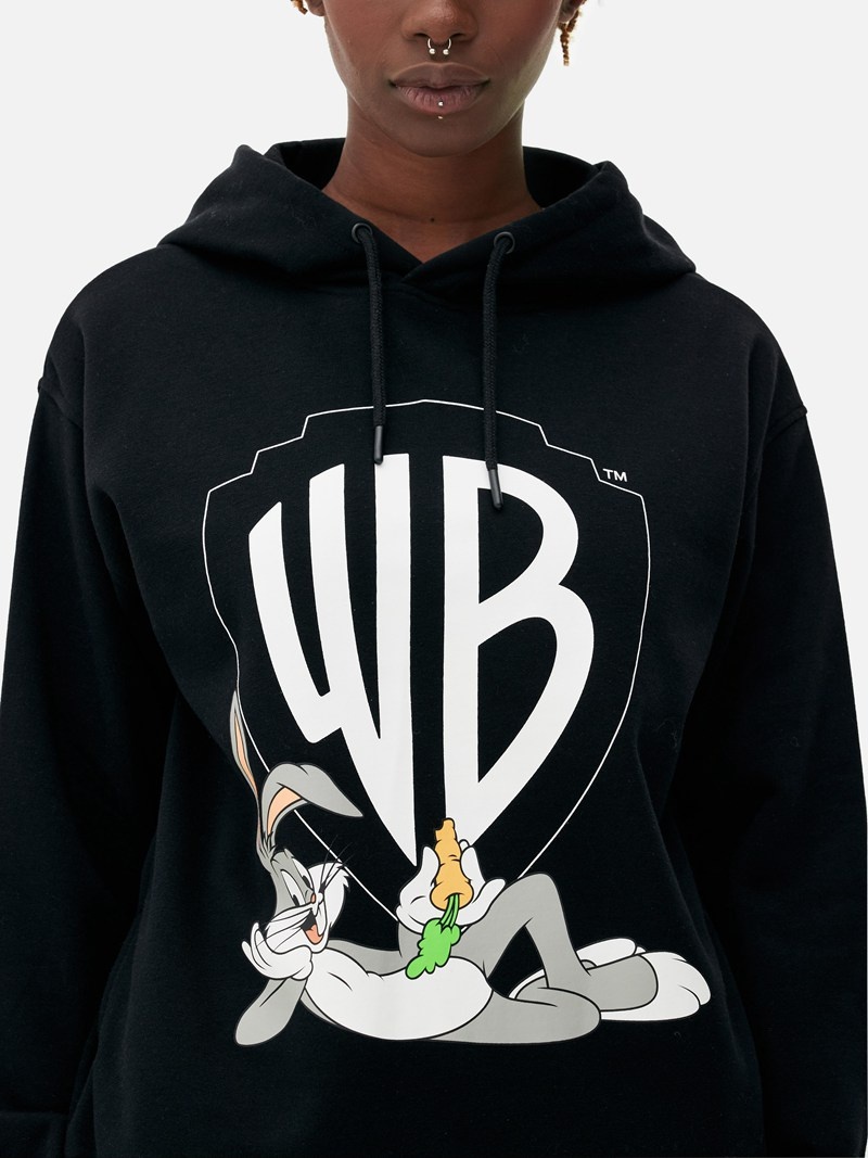 Sudaderas Primark Looney Tunes Bugs Bunny Hoodie Mujer Negras | 5862RDNEJ