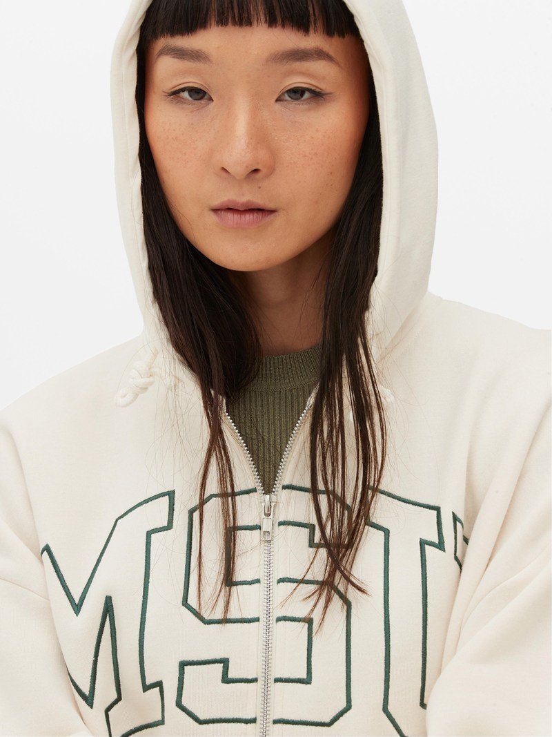 Sudaderas Primark Michigan State University Estampadas Zip Hoodie Mujer Blancas | 2681OTDXB