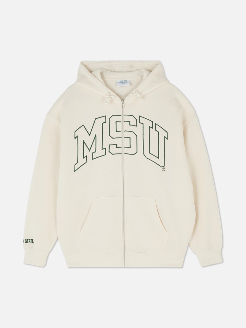 Sudaderas Primark Michigan State University Estampadas Zip Hoodie Mujer Blancas | 2681OTDXB