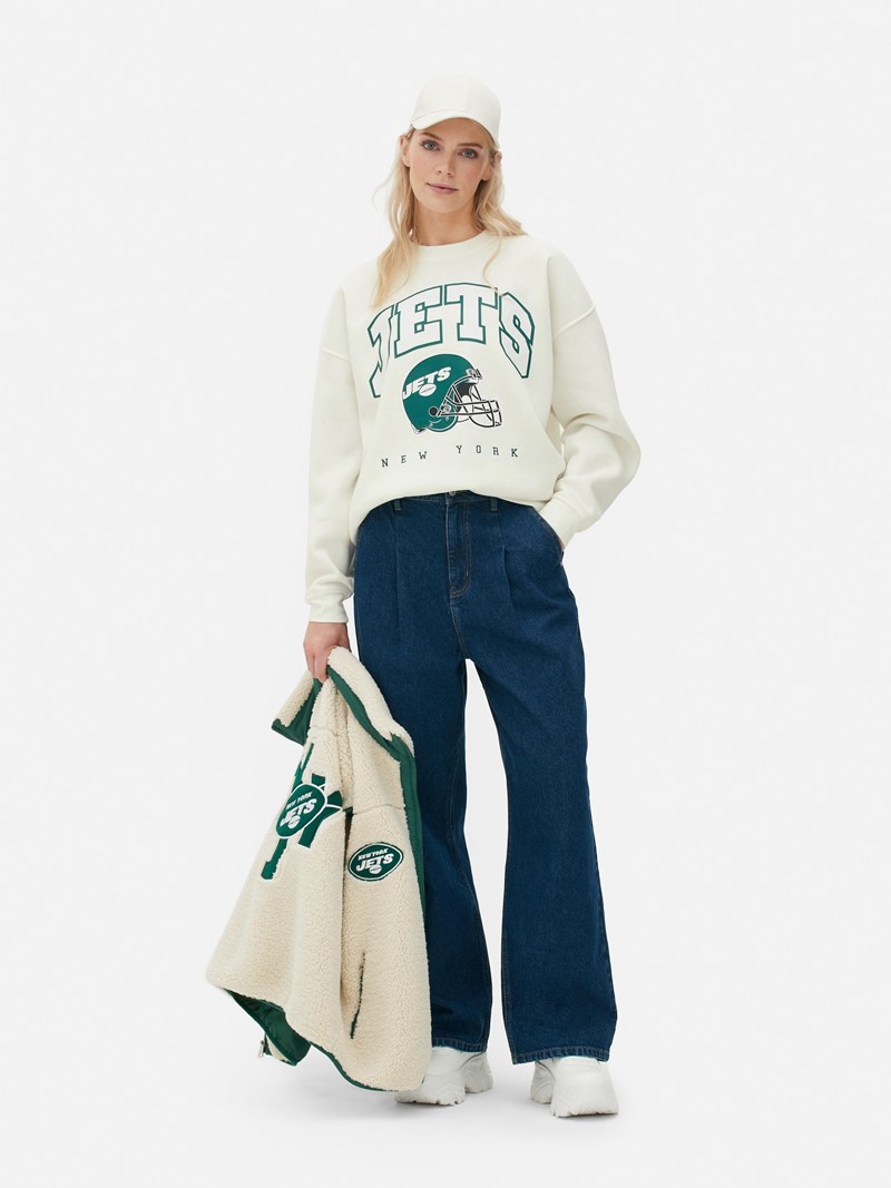 Sudaderas Primark NFL New York Jets Oversized Sweat Mujer Blancas | 4295FYZEU