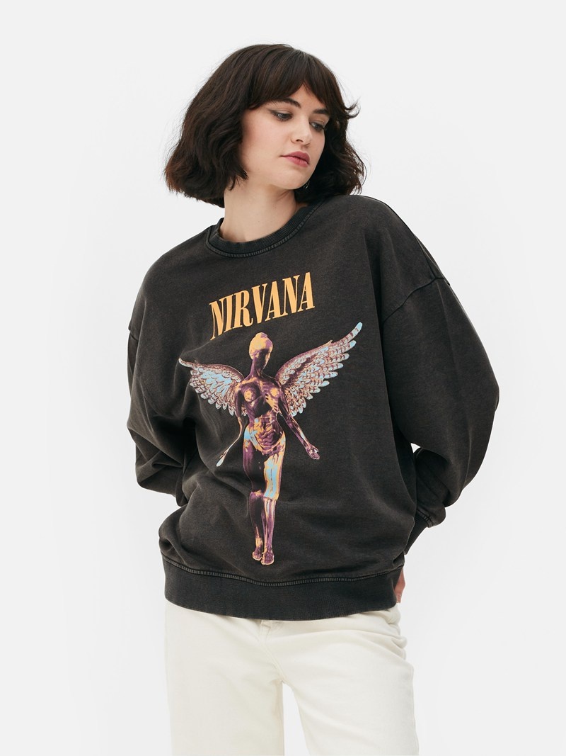 Sudaderas Primark Nirvana Oversized Sweat Mujer Gris | 1093FECTH