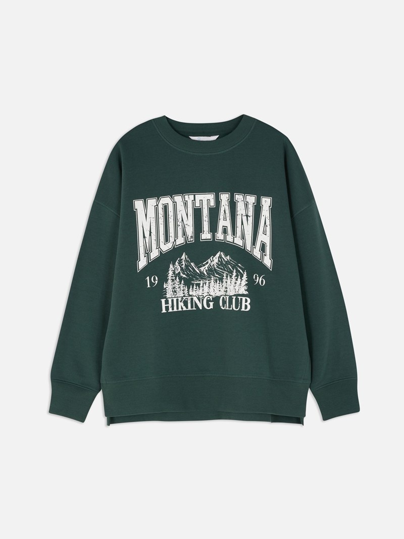 Sudaderas Primark Oversized Slogan Sweat Mujer Verde Oscuro | 1069POCQR