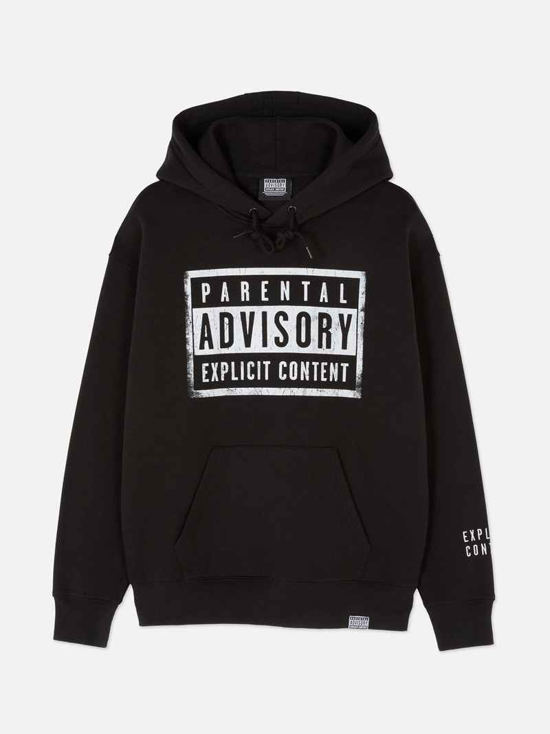 Sudaderas Primark Parental Advisory Estampadas Hoodie Hombre Negras | 0428PZULO